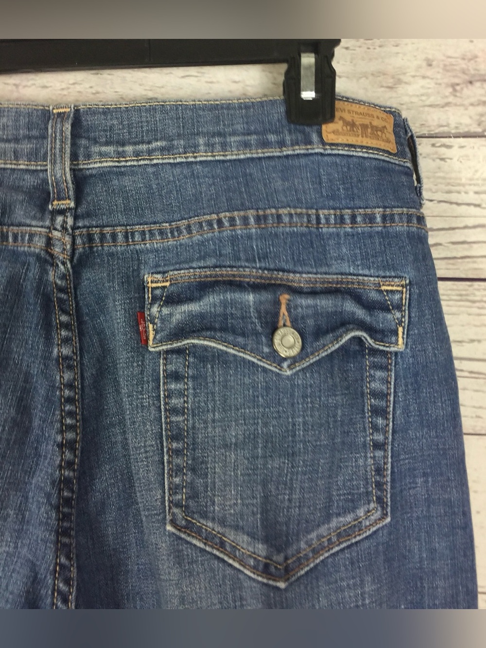 Levi's Women’s 512 Perfectly Slimming Bootcut Stretch Blue Denim Jeans Size 18M - Picture 7 of 10